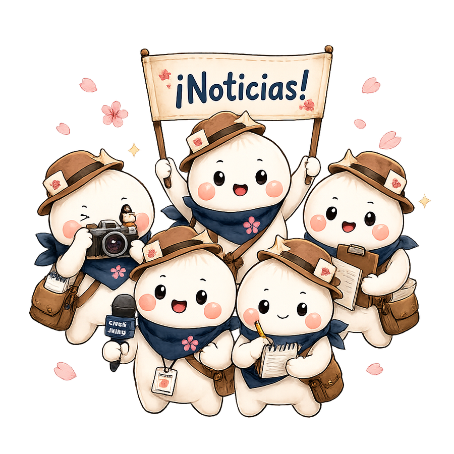 Mascota de Universal no Fansub en modo reportero con cámara